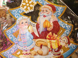 Панно бумажное SMR-978-1 Дед Мороз и Снегурочка огр.