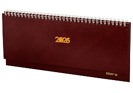 Планинг 2026г. STAFF 117359 300х130 мм, гребень, обложка бумвинил, 64 л., бордовый