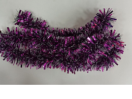 Мишура №9/H15 Малиновая с белым кончиком широкая