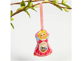 Сувенир Пасхальный Ангел с куличом на ленте 3863763 6,5*9,7см