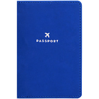 Обложка на паспорт OfficeSpace 311109 "Journey", кожзам, синий, тиснение фольгой