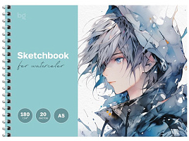 Скетчбук BG СА520гр_61989 20л. А5 для акварели "Стихия", на гребне, глянцевая ламинация, 180г/м2