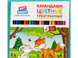 Карандаши цветные 24цв. ArtSpace CP_41027/46638 "Лесные жители", трехгран., заточен., картон. уп., европодвес