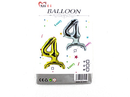 Шар надувной Цифра 4 серебро 102см 754535