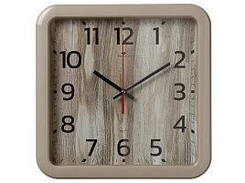 Часы настенные "21 Век" 29*29 7667-013 Текстура дерево бежевый квадрат