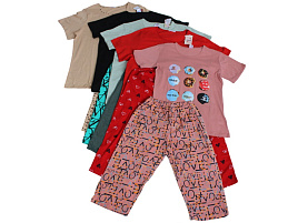 Белье костюм жен. №1 Футболка+бриджи Принт ассорти 48р-р