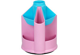 Подставка-органайзер Стамм ОР-31786 "Mini Desk", пластиковая, вращающаяся, розовый/бирюзовый