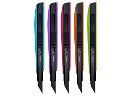 Нож канц. Berlingo 9мм BM4144 "Color Zone 2", черное лезвие, auto-lock, металл. направл., ассорти, европодвес