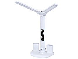 Лампа настольная офисная SONNEN PT-203 беспроводная, органайзер, дисплей, 6 в 1, LED 7 Вт, белый, 238497