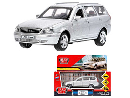 Машина металлическая PRIORAWAG-12-SR LADA PRIORA длина 12см, двери, багаж, инерц, серебристый, в кор.