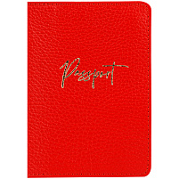 Обложка на паспорт OfficeSpace 311093 "Naples", кожа, красный, тиснение фольгой
