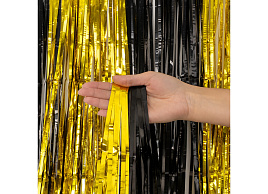 Фотозона Занавес Дождик 6233561 черный/золото металлик