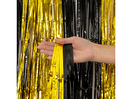 Фотозона Занавес Дождик 6233561 черный/золото металлик