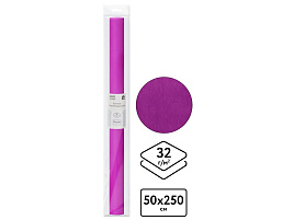 Цветная бумага крепированная ТРИ СОВЫ CR_44003 ярко-сиреневая, 50*250см, 32г/м2, в рулоне, пакет с европодвесом