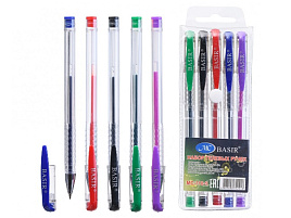 Набор гел. ручек 5цв. МС-118-5 прозрачный корпус,колпачок цветной,упаковка с европодвесом