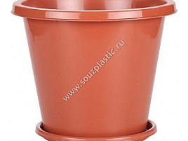 Кашпо цветочное 2л Эконом М6601 коричневое с поддоном