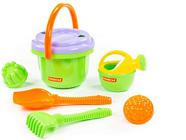 Песочный набор №242 1136 (Ведро,лопата,грабли,лейка,2 формочки)