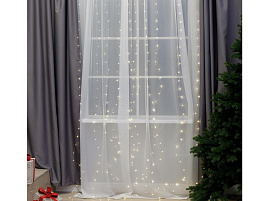 Электрогирлянда штора 300л проволока роса белая 3*2м