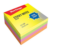 Блок самоклеящийся 50*50 Berlingo Lsn_40102 "Ultra Sticky", 240л, 4 неоновых цвета