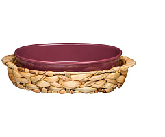 Форма для запекания керамика 263-1160 В плетеной корзине FUSION 26*17*6,5 0,8л Брусничное+скидка