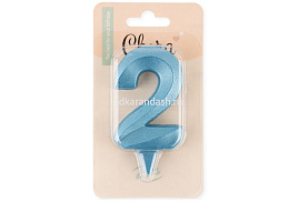 Свеча-цифра "2" Грани синяя бирюза 1912
