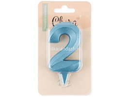 Свеча-цифра "2" Грани синяя бирюза 1912