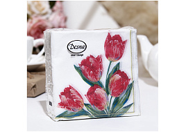 Салфетки 40л.Design Красные Тюльпаны