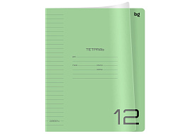 Тетрадь 12л. линия  Т5ск12_пл 08906 "UniTone. Green", пластиковая прозрачная обложка