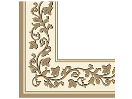 Салфетки 20л.3-х сл.Bouguet 33*33 Золотые узоры бежевый