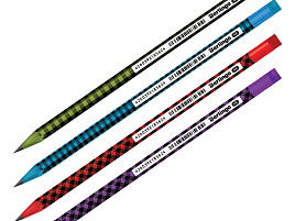 Карандаш ч/гр Berlingo BP01312 "Squares", круглый, с ластиком, заточен., пластиковый, ассорти
