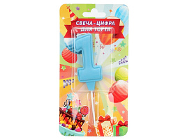 Свеча-цифра "1" Голубая CC-129093-HB