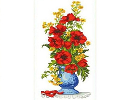 Вышивка крестиком 64х37 см КТКН 129 (Р) Маки в вазе