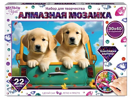 Алмазная мозаика 30*40 AM30X40-115325 Щенки с подрамником