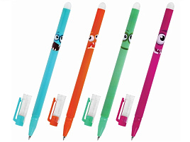 Ручка Пиши-Cтирай ЮНЛАНДИЯ 144242 гелевая "Монстрики", корпус ассорти, СИНЯЯ, узел 0,5 мм, линия письма 0,35 мм