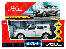 Машина металлическая SOUL-12-SR KIA soul длина 12 см, двери, багаж., инерц, серебряный, кор.