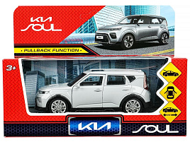 Машина металлическая SOUL-12-SR KIA soul длина 12 см, двери, багаж., инерц, серебряный, кор.