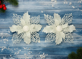 Подвеска пластик Снежный цветок 9692814 2шт 15см белый