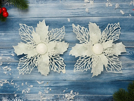 Подвеска пластик Снежный цветок 9692814 2шт 15см белый
