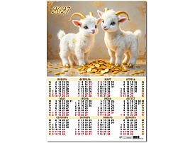 Календарь листов. 2027г. 10165 Символ года, 420*594 мм. мелованная бумага, 105 г/м2