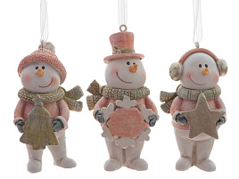 Подвеска полистоун Снеговик 8см 811212