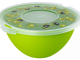 Миска пластик 2л Fresh 35620 олива с крышкой