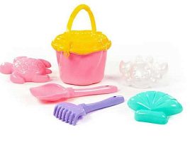 Песочный набор №663 93905 Ведор, сито,лопата,грабли,формочка