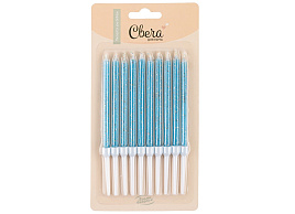 Свечи для торта 132515 Голубой с блесками 10шт