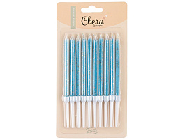 Свечи для торта 132515 Голубой с блесками 10шт