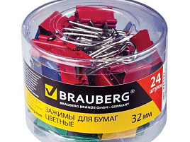 Зажим для бумаг Berlingo 41мм BC1241m цветные, в пласт. стакане