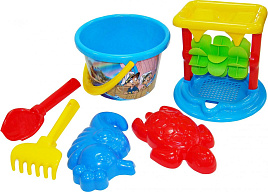 Песочная мельница №348 35769 ситечко, ведро, совок, грабельки,формочки