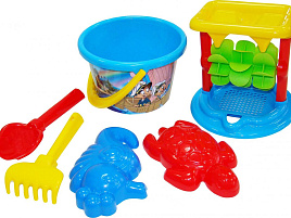 Песочная мельница №348 35769 ситечко, ведро, совок, грабельки,формочки