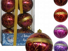 Шар 6см E60070 Узор красный