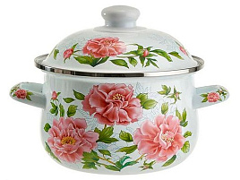 Кастрюля эмаль 2л ЕМ-1501 Пионы