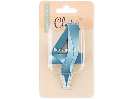 Свеча-цифра "4" Грани синяя бирюза 1914